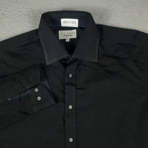 Ted Baker London Shirt Mens 16.5 Black Dress Button Up Long Sleeve